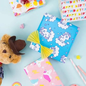 Custom Unicorn Rainbow Birthday Gift <b>Wrap</b> <b>Paper</b> <b>Roll</b> Double Sided Coated Eco-Friendly Recyclable Digital Printing <b>Paper</b> - Product Image 2