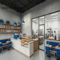 Étagère à pain en bois massif, comptoir de boulangerie en verre, station de café facile à nettoyer avec plateau en marbre