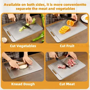 Juego de 3 Tablas de Cortar de Titanio - 100% Titanio Puro, Doble Cara, Grado Alimenticio, Resistentes al Óxido, Duraderas, Perfectas para Carne - Product Image 5