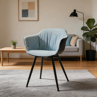 Chaise de salle à manger rembourrée avec accoudoirs, assise et dossier doux et rembourrés, pieds en métal pour la maison, le café, le restaurant