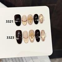 Colección Diseño 3301-3400, 10 Uñas Postizas de Alta Calidad, Hechas a Mano, Almendradas, Cuadradas, Tipo Ataúd, Cortas y Largas, Acrílicas, Artificiales
