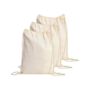 Sac à dos à cordon en coton, sac de gymnastique, pochette de Sport en toile, blanc Beige, sacs à cordon