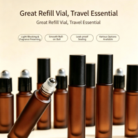 Flacon à bille fin en verre dépoli brun de 5 ml - Flacon rechargeable pour huiles essentielles et parfums, compatible avec l'impression de logo, fabriqué en Chine
