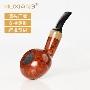 MUXIANG Briar Wood Tobacco Pipe Bent Type 9mm Smooth Finish Medium Size Smoking Pipe - Product Image 5