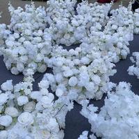 Karangan Bunga Lilin Sutra Buatan Lintas Batas, Mawar Putih Delphinium, Hiasan Meja, Bunga Simulasi, Wisuda, Paskah