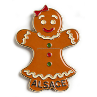 Aimants de réfrigérateur personnalisés en métal émaillé, motif couple alsacien traditionnel, souvenir de la région de l'Alsace, fabrication OEM