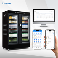 Distributeur automatique commercial LERKE, réfrigérateur intelligent avec porte automatique et reconnaissance IA