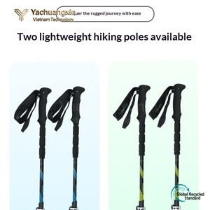 YCX YCX-9.6 Folding Trekking Pole 3-Section Adjustable PVC Metal Shaft Hiking Stick Carbide Alloy Tip EVA Handle Quick <b>Lock</b> - Product Image 5