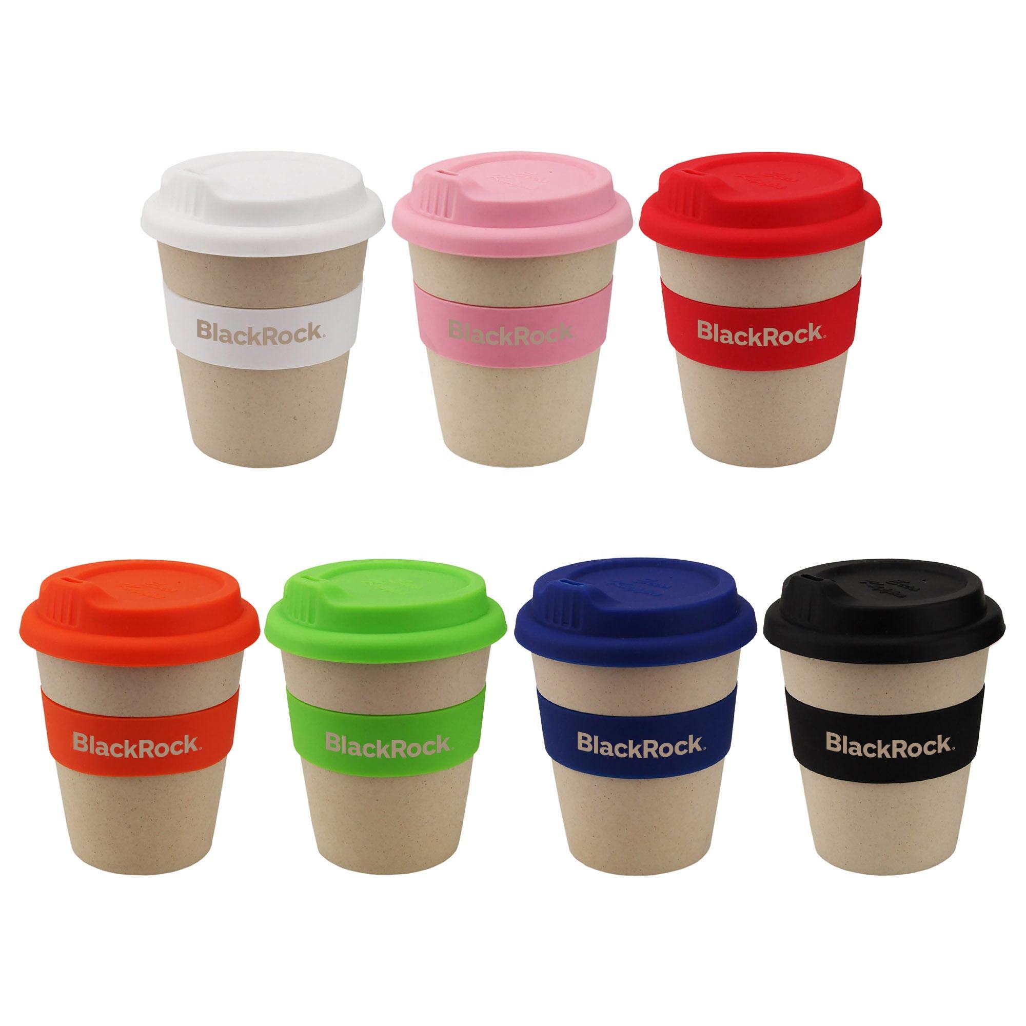 Ecofriendly 8oz Bamboo Reusable Coffee Cup with Silicone Band and