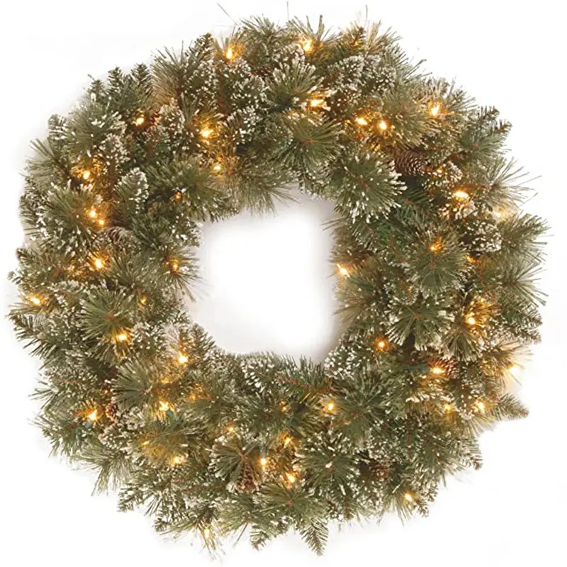 18" Artificial Christmas wreath with LED garland spring decor foyer home courtyard bedroom hotel party wedding decor