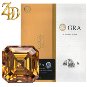 Champagne Moissanite Asscher Cut Loose Stone GRA Certified for Jewelry Making - Product Image 1