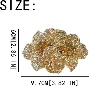 Clips para zapatos con diamantes de imitación, adorno de doble flor para zapatos, hebilla extraíble para zapatos, clips brillantes para zapatos de mujer, decoración dorada - Product Image 2