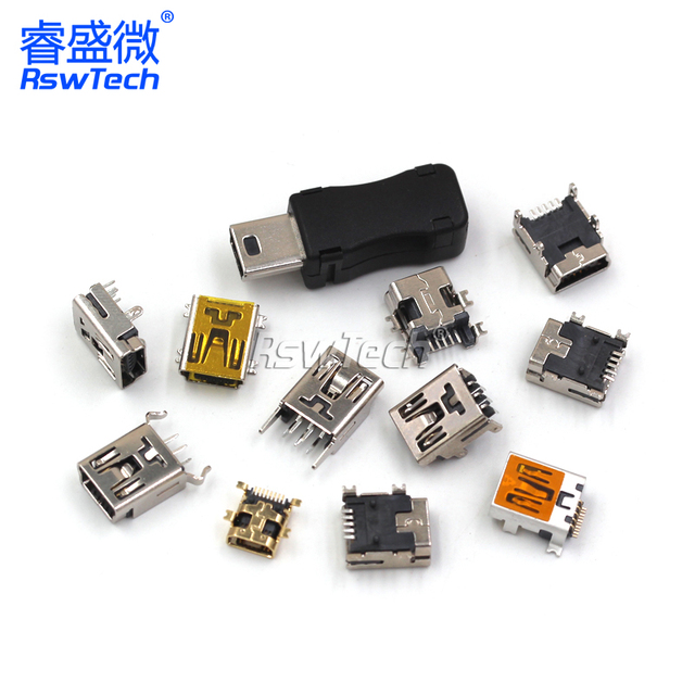 OEM Micro USB 10pin Connector Charging Port Socket 3.0 Type A Female Angled Diy Connectors Supplier Mini USB Connectors