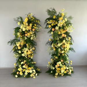 ซุ้มดอกกุหลาบแต่งงาน ฉากหลังซุ้มดอกไม้ประดิษฐ์ ซุ้มดอกไม้สีเหลืองประดิษฐ์จากผ้าไหม - Product Image 1