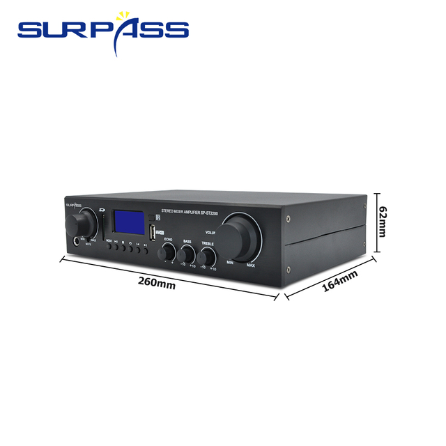 ST2200 2*200W Public Address Stereo Digital Mixer Amplifier for Bluetooth FM Audio for Professional Use Durable Metal