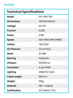 Ventilateur de boîtier ARGB PWM 120 mm, ventilateur de refroidissement PC silencieux haute performance, ventilateur de châssis d'ordinateur RVB adressable avec contrôle PWM 4 broches
