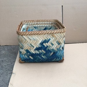 Natural Bamboo Woven <b>Basket</b> Desktop <b>Storage</b> Box Multipurpose <b>Rectangular</b> Bamboo Tray for Sundries - Product Image 5