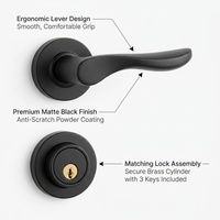 Ensemble de poignée et de serrure de porte silencieuse en alliage de zinc, moderne et minimaliste, pour portes en bois massif, OEM personnalisé