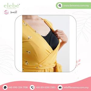 Vestido de maternidad floral amarillo de moda con Midi largo de tela modal suave para mujeres embarazadas - Product Image 6