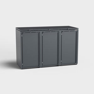 Galvanised Steel Dustbin Box for Home Garden 12L Rectangular WPC Metal Wood <strong>Wheelie</strong> <strong>Bin</strong> Lid Dustbin Cover Square Pattern <strong>Bag</strong> - Product Image 3