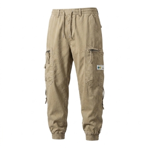 Pantalones Cargo Multibolsillos con Cordón Ajustable para <span class=keywords><strong>Hombre</strong></span>, 100% Poliéster, Estilo Japonés, Hip Hop, Sin Estampado - Product Image 3