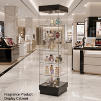 Vitrine d'exposition sans cadre en verre trempé, éclairage LED, verrouillable, taille personnalisée, vision complète, pour bijouterie et cosmétiques, directement de l'usine