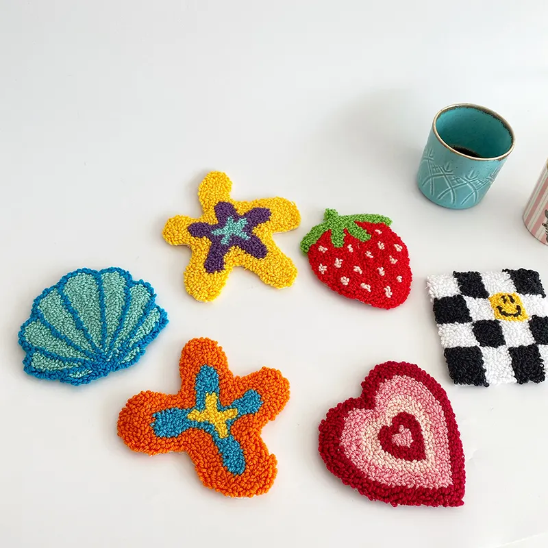Decoratieve Roze Koe Aardbei Print Y 2K Leuke Mok Home Decor Tapijten Handgetufte Punch Naald Coaster