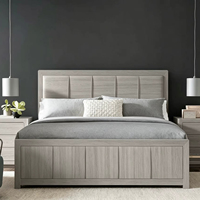 Lit moderne populaire extensible avec rangement, finition grainée, tête de lit décorative à éclairage encastré, mobilier de chambre