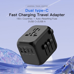 Adaptador de Viaje Multifuncional 2A2C, Convertidor de Enchufe Ignífugo IP22, 1 Salida, 110-250V, Conexión a Tierra Estándar, Británico/Australiano - Product Image 1