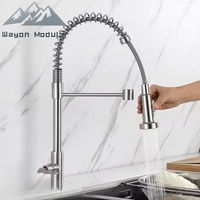 Robinet de cuisine professionnel Wayon avec douchette extractible à ressort, finition or de luxe, poignée unique