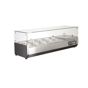 Bonita mesa de cristal, barra de ensaladas, encimera, barra de ensaladas refrigerada para cocina de restaurante - Product Image 2