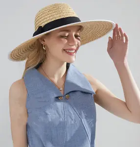 Personalizza la protezione solare esterna Sombrero de paja hollow grass protezione solare cappello di paglia bagnino stampato digitale a tesa larga con corda
