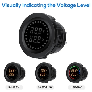 Đồng hồ đo pin chống nước <span class=keywords><strong>12V</strong></span>/24V với cảm biến nhiệt độ màn hình <span class=keywords><strong>LED</strong></span> Kỹ Thuật Số Kép cho ứng dụng ô tô/hàng hải (xếp hạng IP67) - Product Image 3