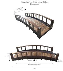 Ponts de Lune Style <span class=keywords><strong>Japonais</strong></span> Bois Arqué Décor de <span class=keywords><strong>Jardin</strong></span> Ponts 8 Pieds Marron - Product Image 4