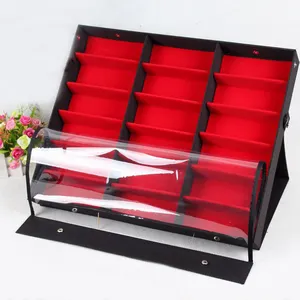 18 PCS High quality spot stock portable packaging glasses display case storage case with transparent cover