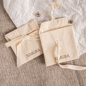 Özel Logo Organik Pamuklu Zarf Çanta Mücevher Çantaları Saatler Bilezikler İçin Ambalaj Serigrafi Baskı - Product Image 1