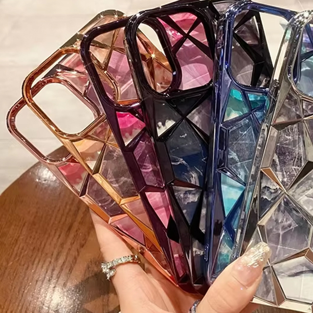 Shiny Diamond & Colored Stone Pattern Electroplated TPU Phone Case Shockproof Protective Cover for iPhone 17 Pro Plus