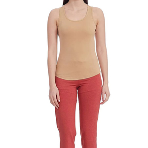 Débardeur en tricot uni à col rond pour femme, respirant, style décontracté, 100% coton, sans manches, personnalisable sur le devant, pour la saison estivale - Product Image 2
