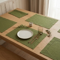 Sets de table en lin vert sauge faits à la main, antidérapants, avec bords festonnés, lavés, multicolores, tailles personnalisées, pour mariage, décoratifs