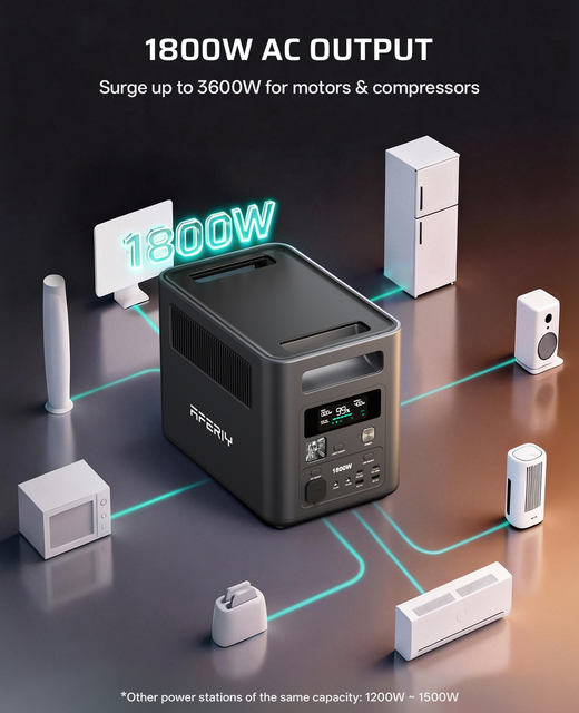 Aferiy P180 1800W Low Capacity Portable Power Station Solar Power Outdoor Generator Portable Generation Emergency Power Supply