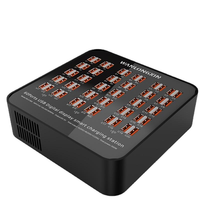 Pengisi Daya USB Desktop Tablet Ponsel 60 Port 300W Stasiun Pengisian Cepat Deteksi Cerdas Hub USB PD Listrik Ponsel Tahan Api