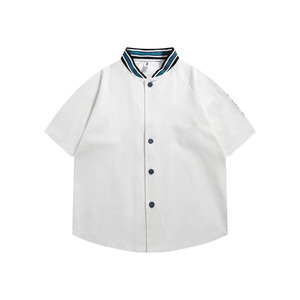 Camisa de béisbol para mujeres y hombres Hippe Vintage Oversize Hip Hop Streetwear estilo coreano <span class=keywords><strong>blusa</strong></span> corta de media manga con botones - Product Image 3