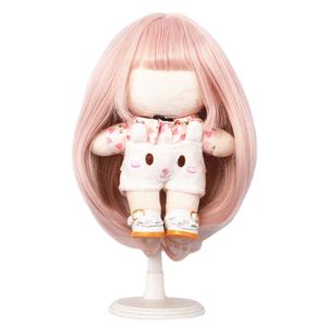 Las más populares pelucas de muñeca de pelo liso y sedoso resistente de 20cm de color <span class=keywords><strong>rosa</strong></span> dulce para muñeca americana de 33-36cm - Product Image 1