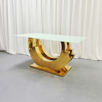 Table de salle à manger en métal doré en gros, pour mariage, banquet, réception, mobilier d'hôtel de luxe, directement de l'usine, sur mesure