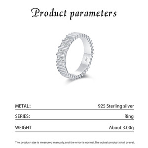 S925 <b>Silver</b> <b>Eternity</b> Band <b>Ring</b> With Round Diamond Pave Setting Geometric Design Classic Unisex Wedding <b>Ring</b> - Product Image 2