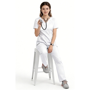 Tenue d'uniforme personnalisée avec logo, extensible 4 directions, ensemble 2 pièces col en V pour femmes et hommes avec poches, tenue d'infirmière unisexe pour hôpital, Sehe Fashion - Product Image 6