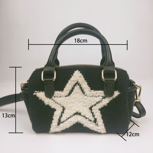 Bolso de Invierno de Ganchillo Estilo Boston para Mujer, Adorable y Esponjoso, con Detalles Bordados, Diseño de Cierre Abierto, Forro de Algodón, Color Sólido - Product Image 6
