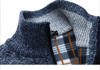 Pull cardigan pour homme, style classique confortable, hiver automne, col roulé, fermeture éclair, pull décontracté pour homme