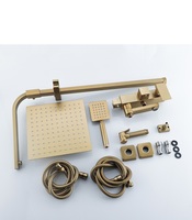 Ensemble de robinet de douche de bain de luxe en acier inoxydable système de pluie mélangeur d'eau chaude et froide cascade pommeaux de douche à main brosse or