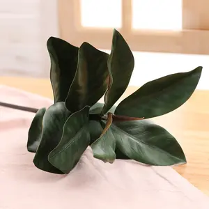 Magnolia-hojas artificiales para margaritas, decoración de hogar, fiesta, boda, hierba, hoja, decoración del hogar